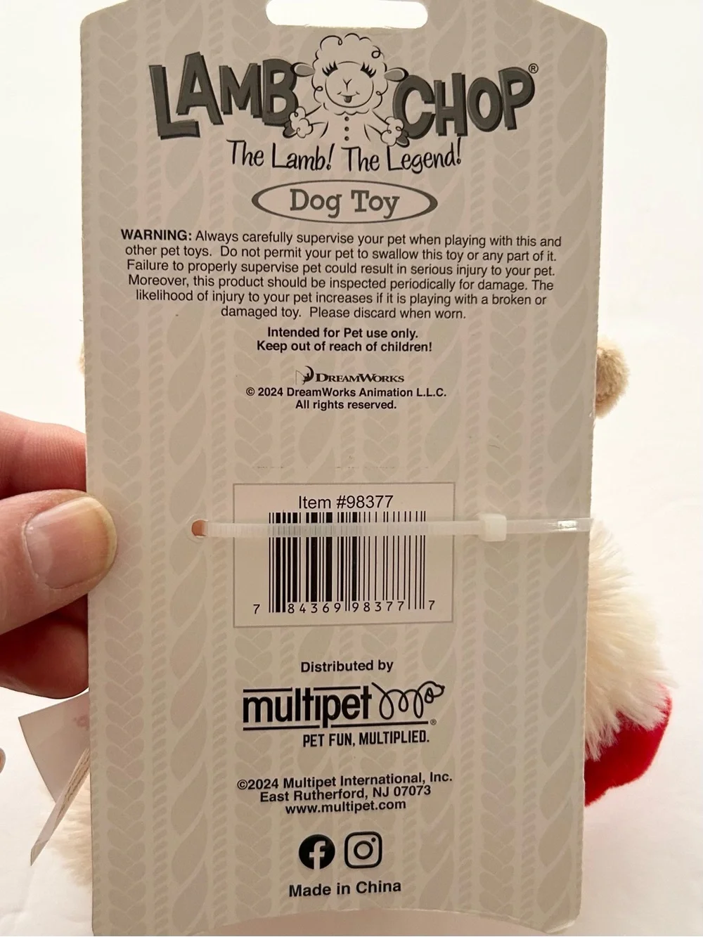 New Dream Works Lamb Chop The Lamb! The Legend! 7” Furry Dog Toy With Squeaker